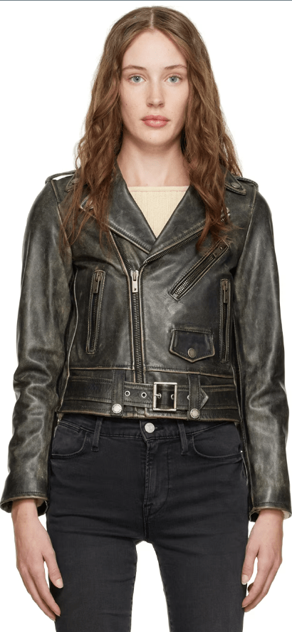Bravo Bros Women’s Black Distressed Biker Leather Jacket
