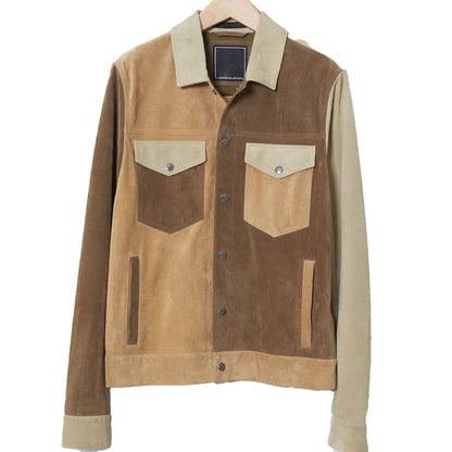 Men’s Suede Leather Biker Shirt Jacket – Jeans Style