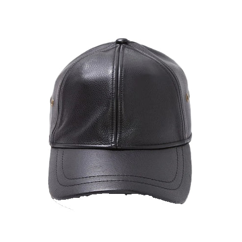 Bravo Bros Men’s Black Sheepskin Leather Baseball Cap – Premium & Stylish