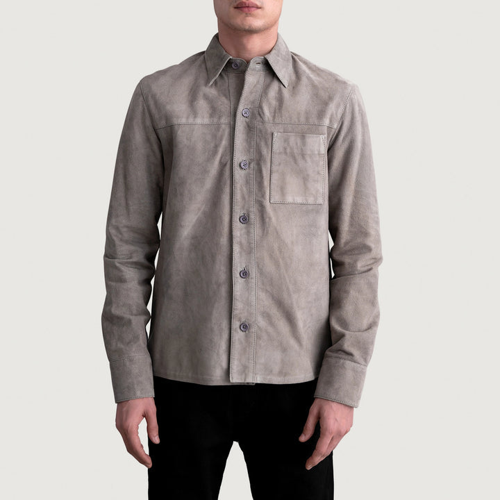 Scout Grey Suede Leather Shirt Jacket – Premium Soft Touch Style