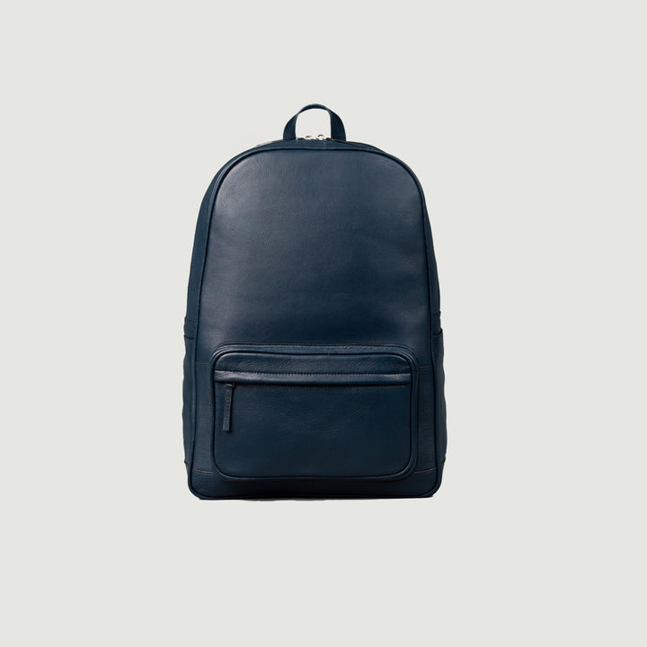 Philos Midnight Blue Leather Backpack – Smart Travel & Work Style