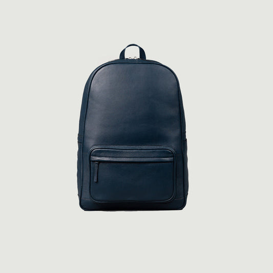 Philos Midnight Blue Leather Backpack – Smart Travel & Work Style