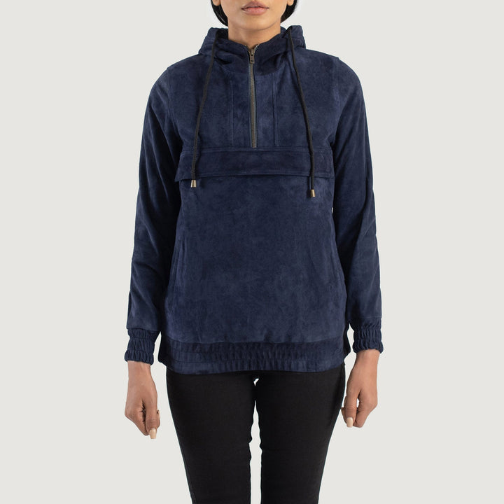 Bravo Bros. Zest Blue Hooded Suede Pullover Jacket – Urban Comfort Edition