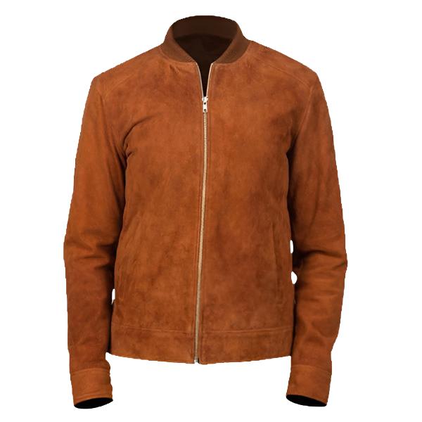 Men’s Brown Suede Bomber Jacket – Classic Comfort & Style