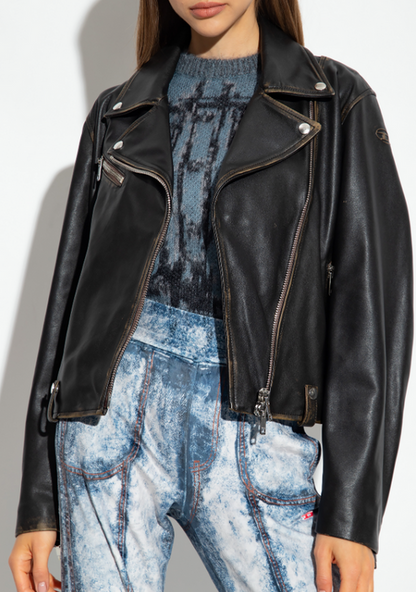 Bravo Bros Women’s Vintage Black Biker Leather Jacket