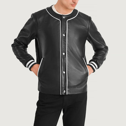 Bravo Bros Men’s Black Leather Varsity Jacket – Classic Edition