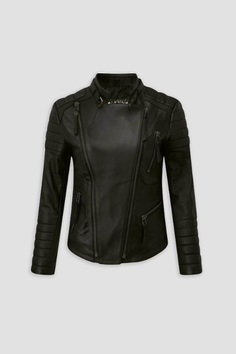 Bravo Bros Women’s Black Café Racer Leather Jacket