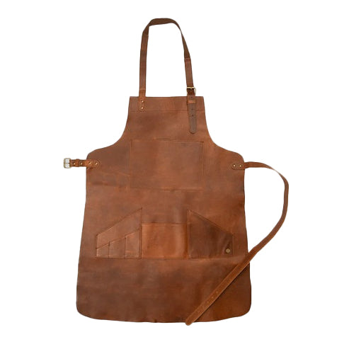 Bravo Bros Men’s Brown Lambskin Leather Apron – Handmade Multi-Pocket & Premium