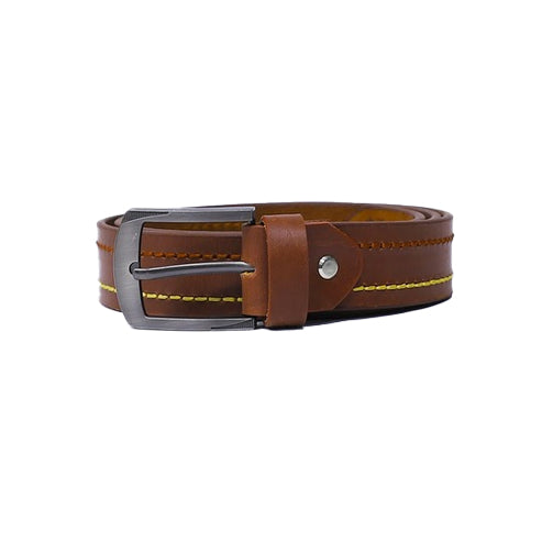 The Best Dark Brown Leather Belt with Contrast Stitching