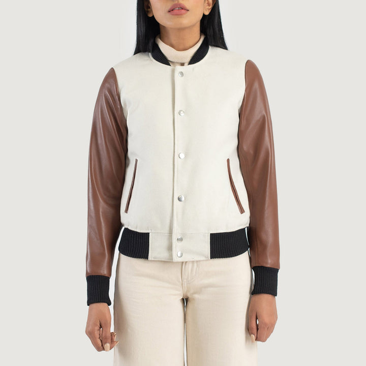 Bravo Bros. Savant White & Brown Hybrid Varsity Jacket – Timeless Street Style