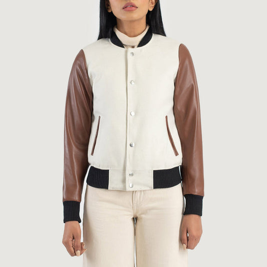Bravo Bros. Savant White & Brown Hybrid Varsity Jacket – Timeless Street Style
