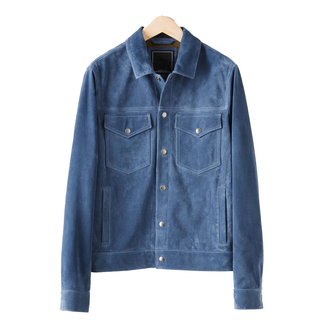 Men’s Chocolate & Medium Blue Suede Leather Bomber Jacket