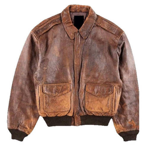 80s Vintage A-2 Flight Military Leather Jacket