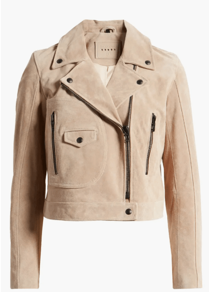 Bravo Bros Women’s Tan Beige Suede Biker Leather Jacket