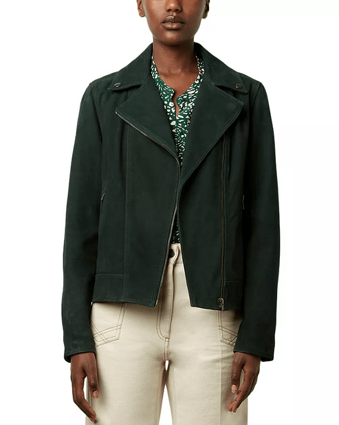 Bravo Bros Women’s Royal Green Suede Leather Biker Jacket