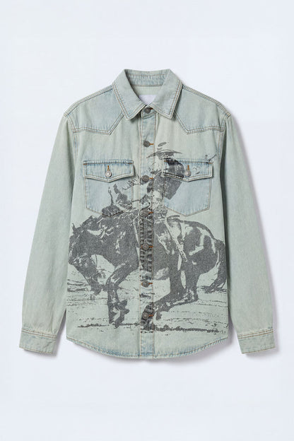 Relaxed Cowboy Denim Button-Up Shirt