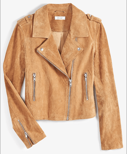 Bravo Bros Women’s Tan Brown Suede Leather Biker Jacket