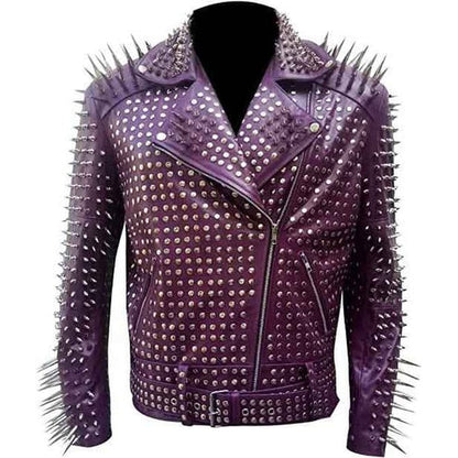 Men’s Studded Rocker Biker Leather Jacket