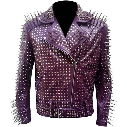 Men’s Studded Rocker Biker Leather Jacket