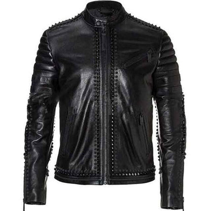 Men’s Black Spiked & Studded Leather Jacket
