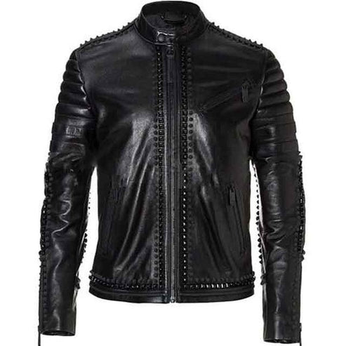 Men’s Black Spiked & Studded Leather Jacket