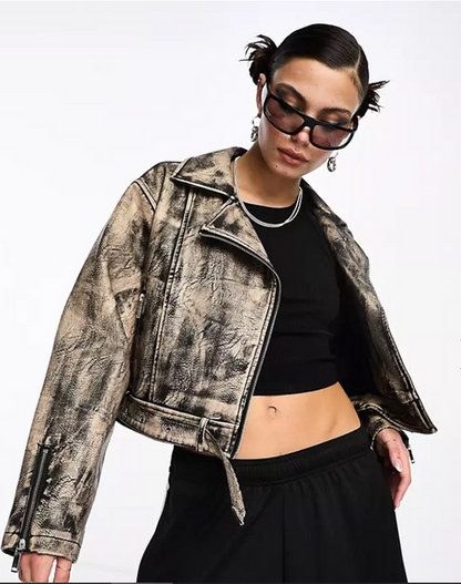 Bravo Bros Women’s Vintage Biker Leather Jacket