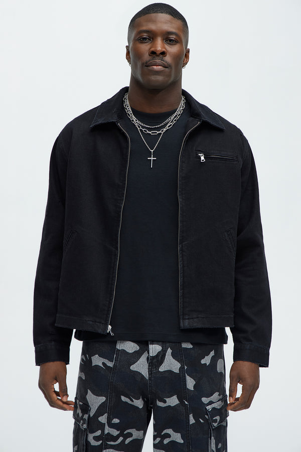 Distressed Zip Denim Jacket