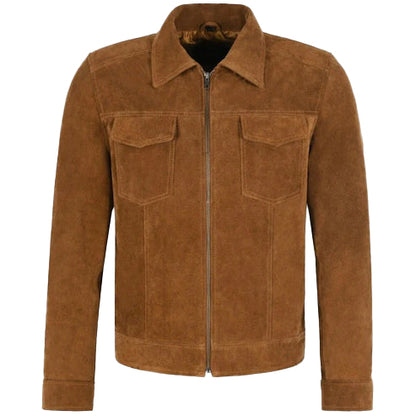 Men’s Tan Suede Leather Jacket – Timeless & Elegant