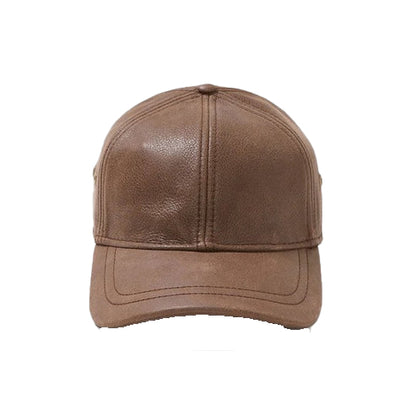Bravo Bros Men’s Brown Sheepskin Leather Baseball Cap – Premium & Stylish