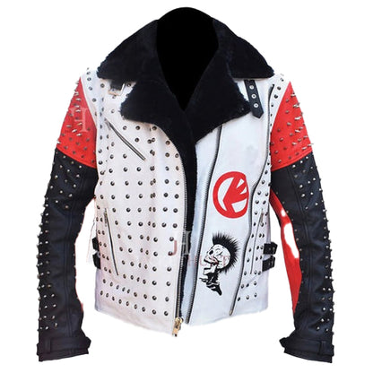 Men’s Black Studded Punk Rock Leather Jacket