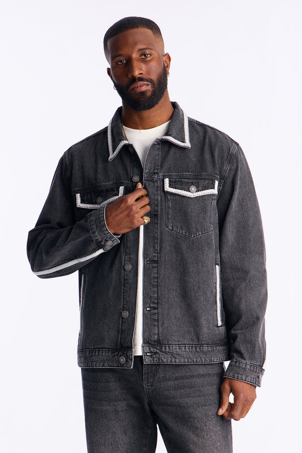 Crochet Denim Trucker Jacket