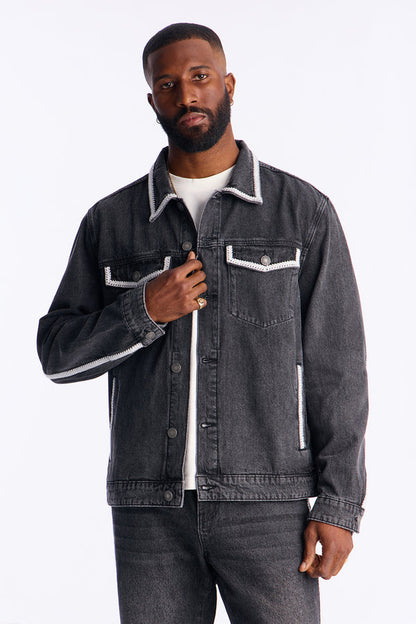 Crochet Denim Trucker Jacket