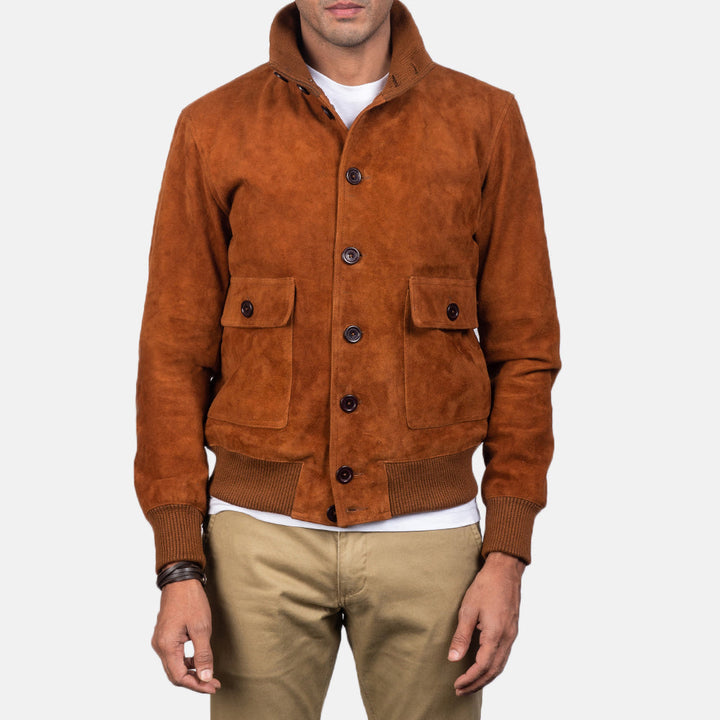 Bravo Bros. Eaton Brown Suede Bomber Jacket – Classic Luxury Outerwear