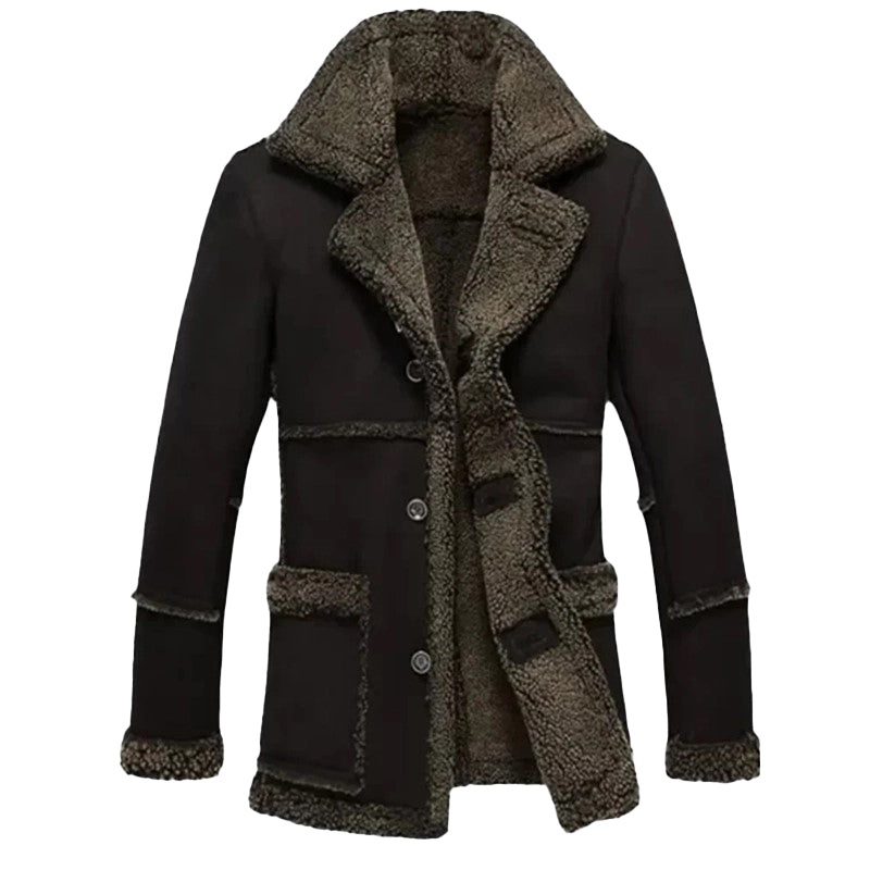 Women’s Shearling Brown Reacher Style Coat – Warm & Stylish by Bravo Bros