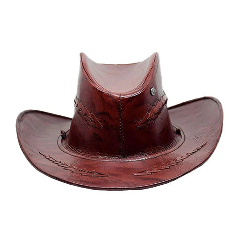 Bravo Bros Men’s Shiny Brown Western Leather Cowboy Hat – Premium & Stylish