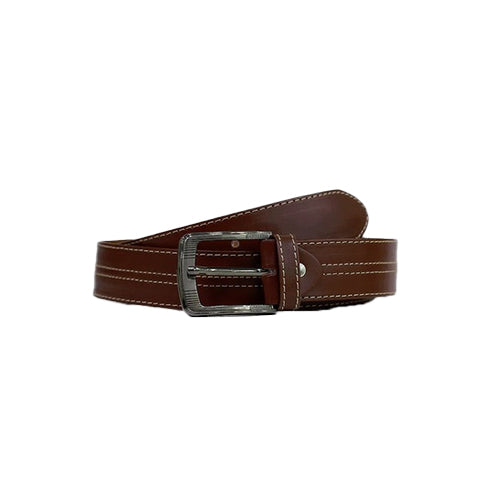Bravo Bros Men’s Mahogany Brown Leather Belt – Contrast Stitching & Premium Quality
