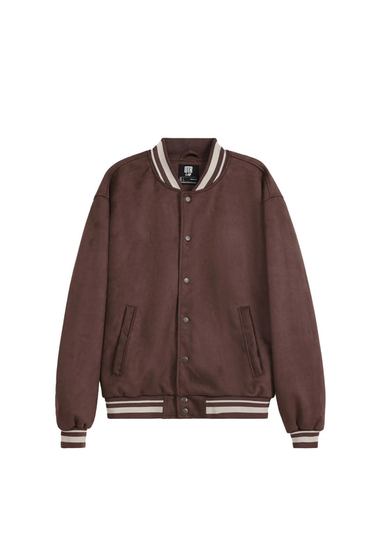 Men’s Suede Leather Varsity Jacket with Contrast Sleeves – Bravo Bros
