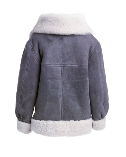 Women’s Grey Suede Leather Jacket – Elegant & Timeless
