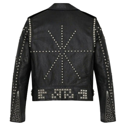 Men’s Handmade Black Punk Rivet Studded Leather Jacket