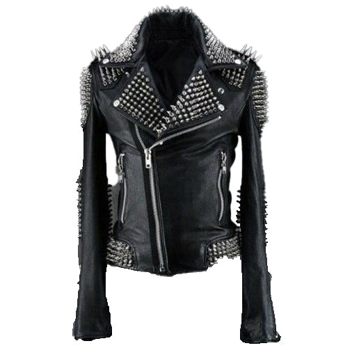 Men’s Black Punk Studded Handmade Leather Jacket