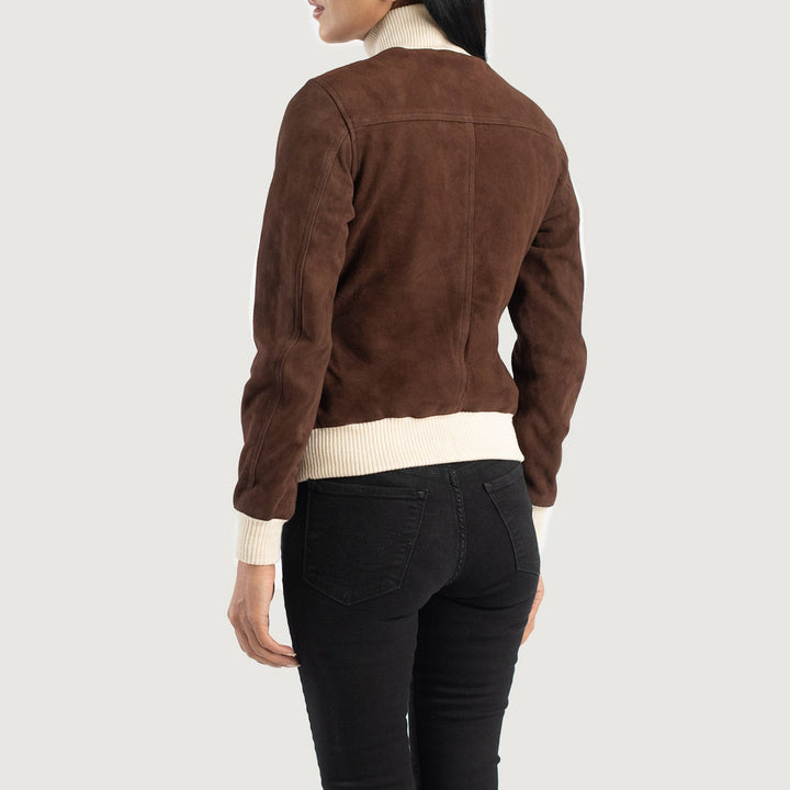 Bravo Bros Mocha Suede Bomber Jacket – Women’s Timeless Luxury