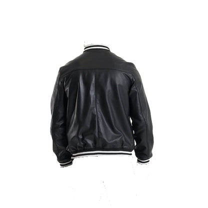 Men’s Genuine Leather Varsity Bomber Jacket