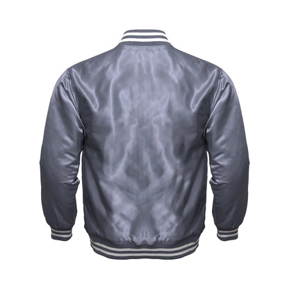 Men’s All-Grey Satin Varsity Jacket