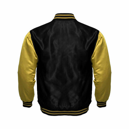 Men’s Black & Gold Satin Varsity Jacket