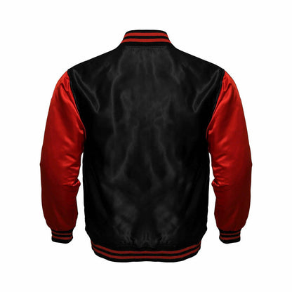 Men’s Black and Red Satin Varsity Jacket