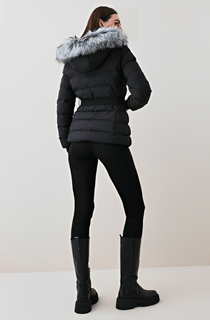 Women’s Black Puffer Jacket with Fur Hood – Sleek Winter Style by Bravo Bros