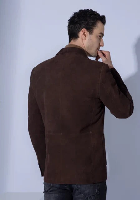 Men’s Dark Brown Suede Blazer – Stylish & Versatile Jacket