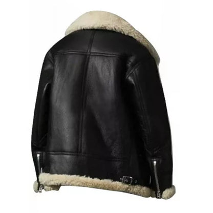 Women’s Ivory Aviator Shearling Jacket – Chic & Cozy