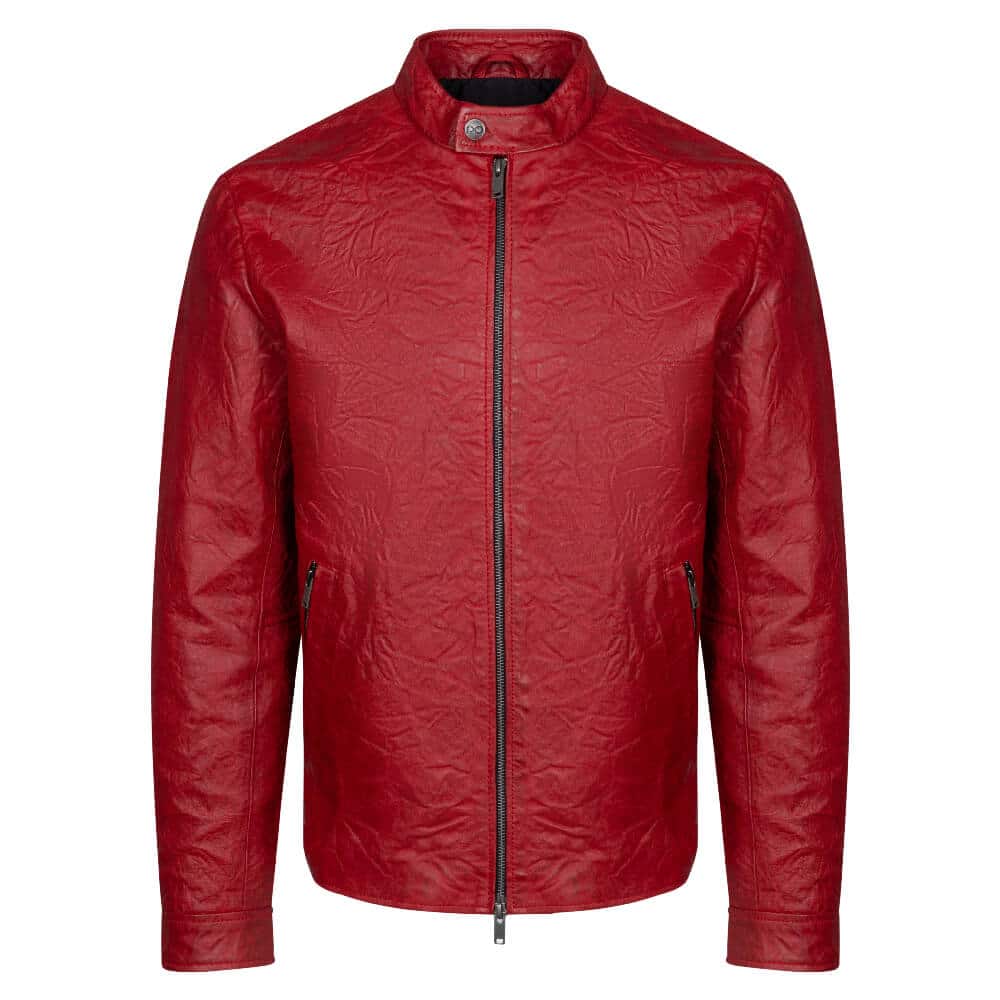 Oliver Red Aviator Café Racer Leather Jacket – Bold Moto Style by Bravo Bros