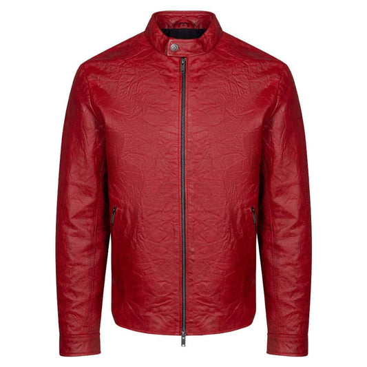 Oliver Red Aviator Café Racer Leather Jacket – Bold Moto Style by Bravo Bros